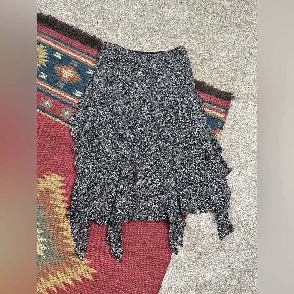 Jones New York Vintage Y2K Silk Asymmetrical Ruffled Midi Skirt Size 8